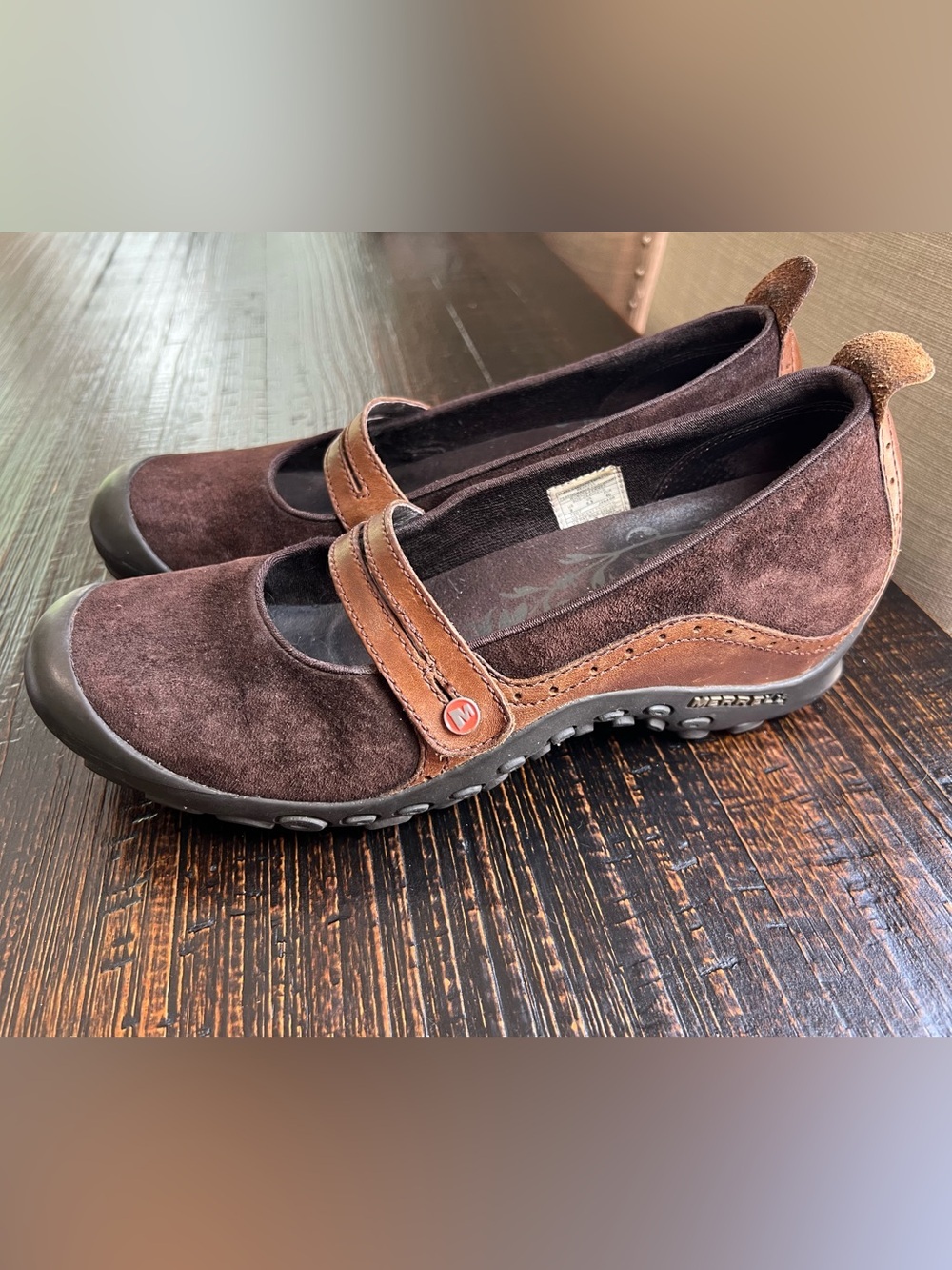 Merrell Plaza Bandeau Espresso Leather Mary Jane Shoes Sz 9 Comfort Slip on